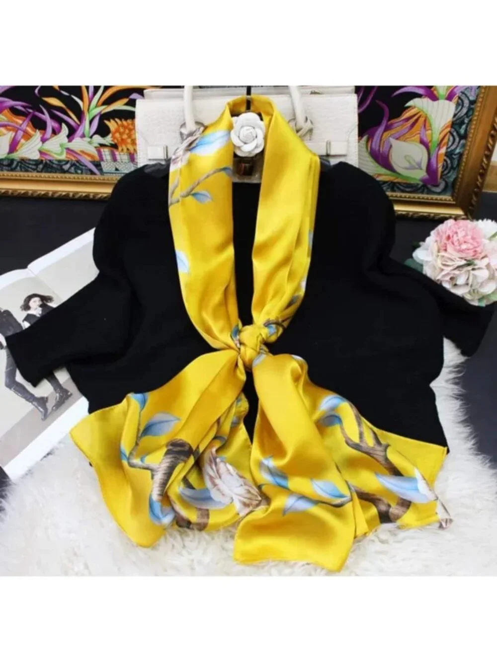 Luxurious 100% Silk Long Scarf - Women's Large Oblong Shawl, Perfect Gift
